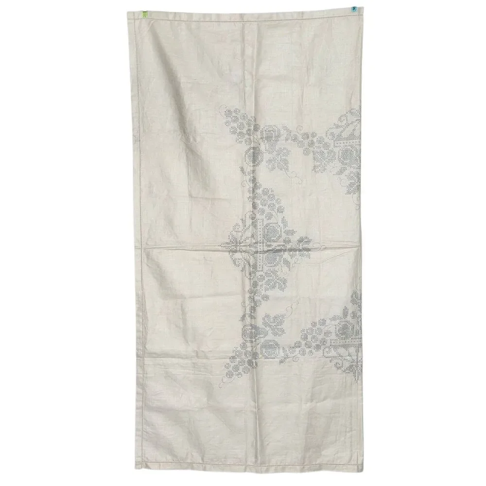 Vintage Stamped Cross Stitch Tablecloth Fruit Basket Linen 50x50 Unfinished DIY